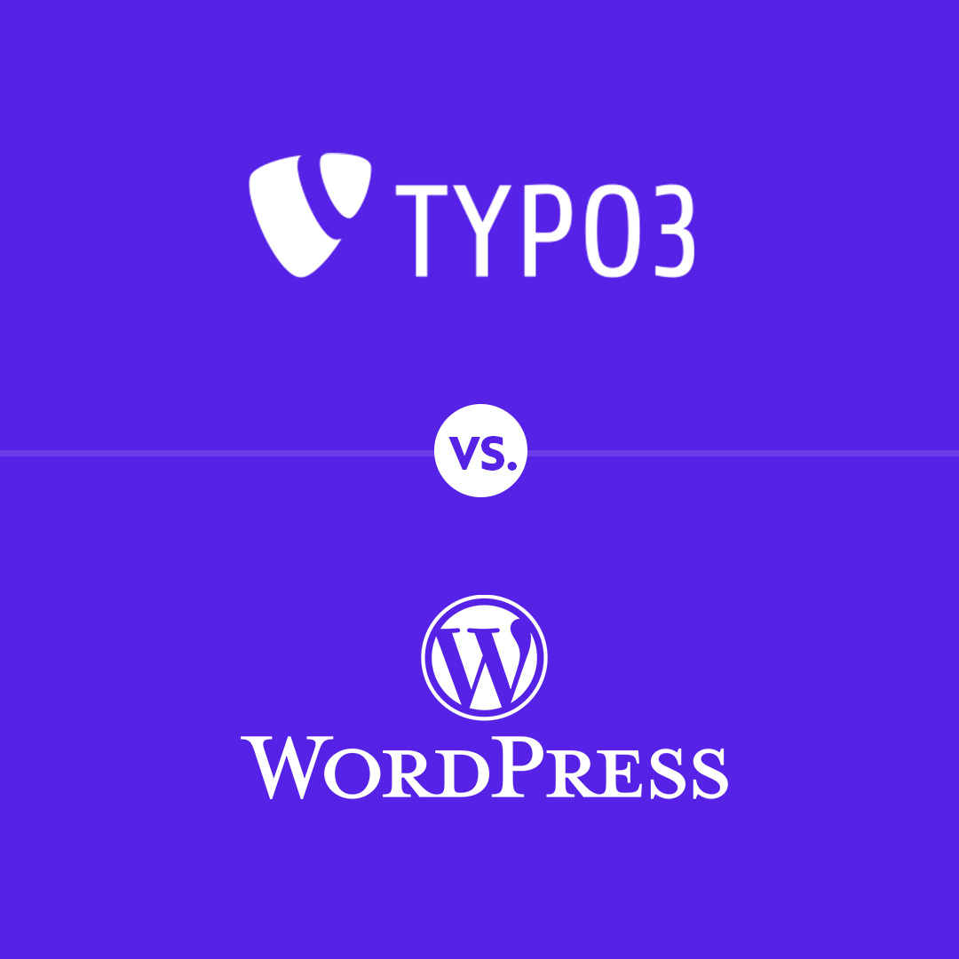 Schriftzug und Logos von TYPO3 vs. WordPress
