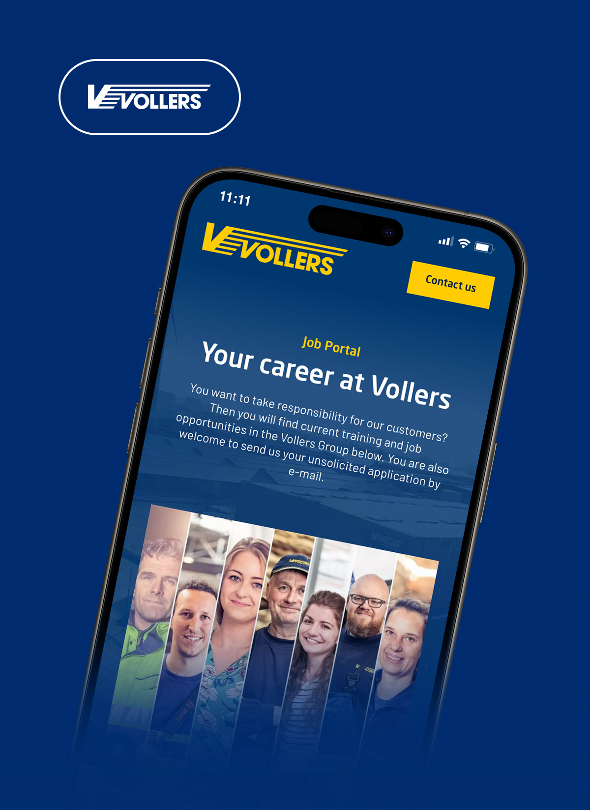 Screenshot Karriereportal vollers.com (mobile device)