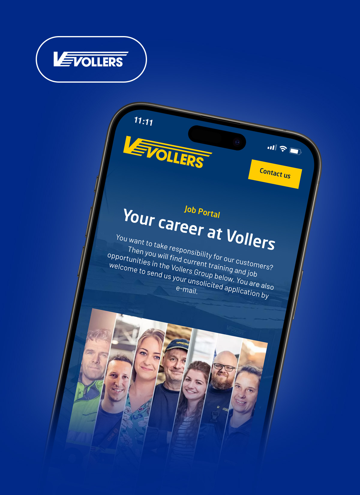 Screenshot Karriereportal vollers.com (mobile device) Hover Bild