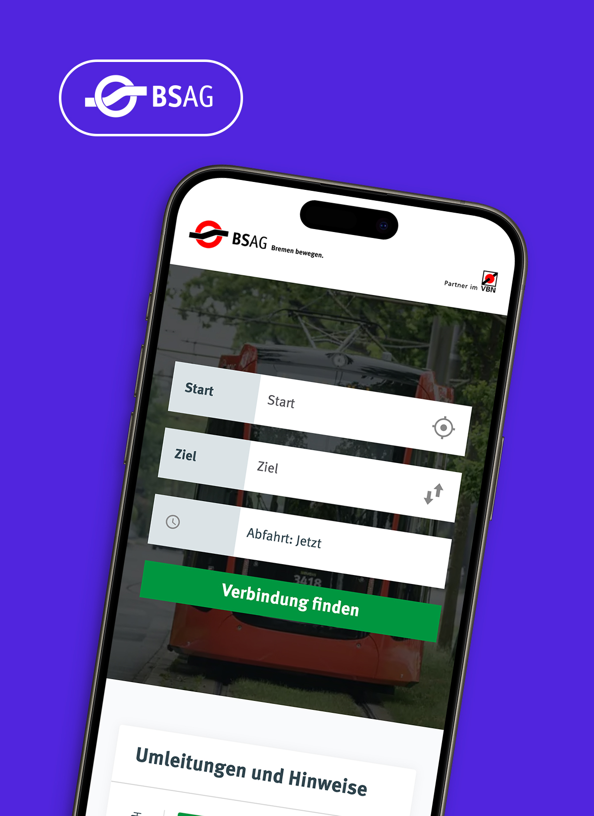 BSAG Website auf dem Smartphone
