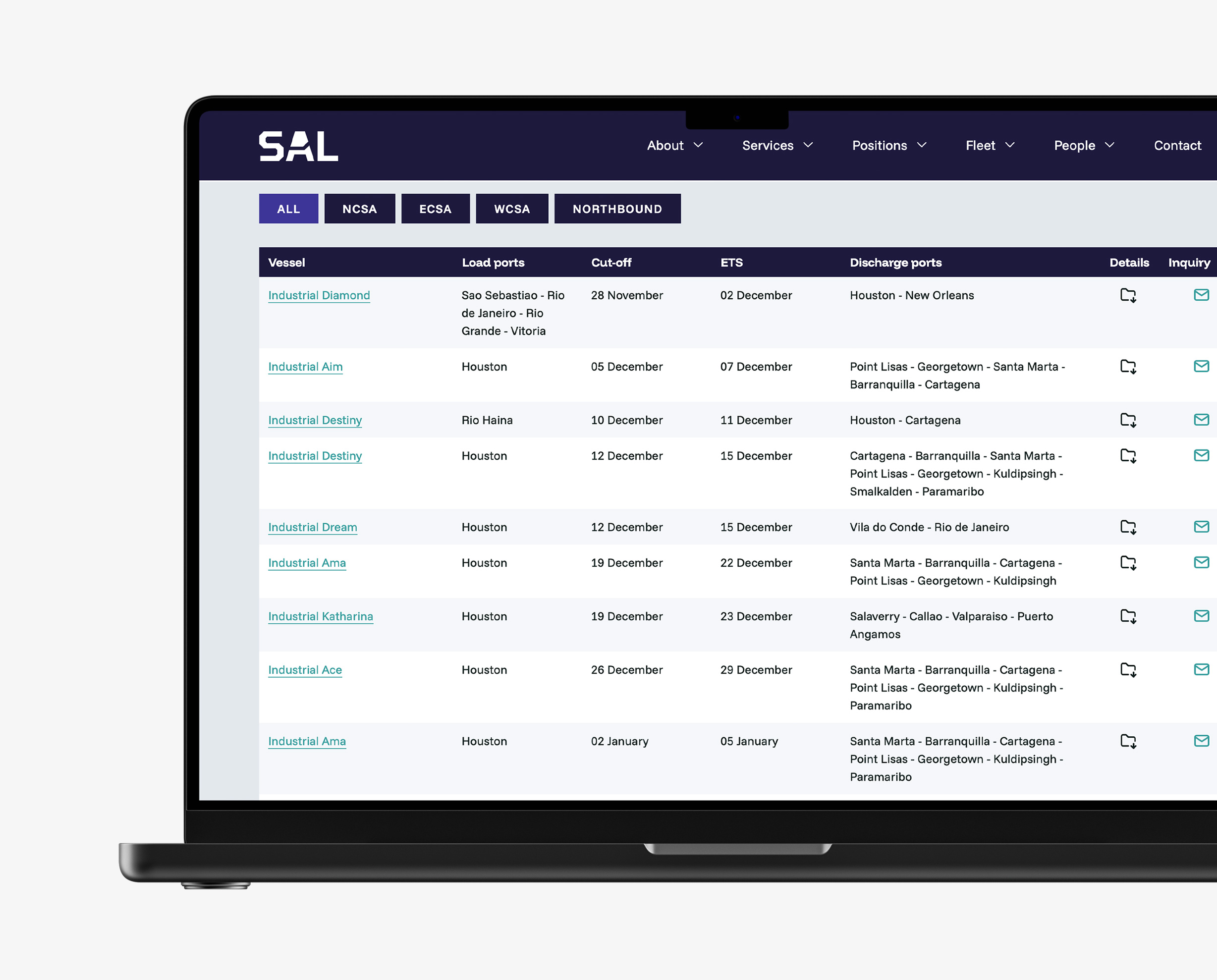 Laptop mit SAL Website: Voyages Extension
