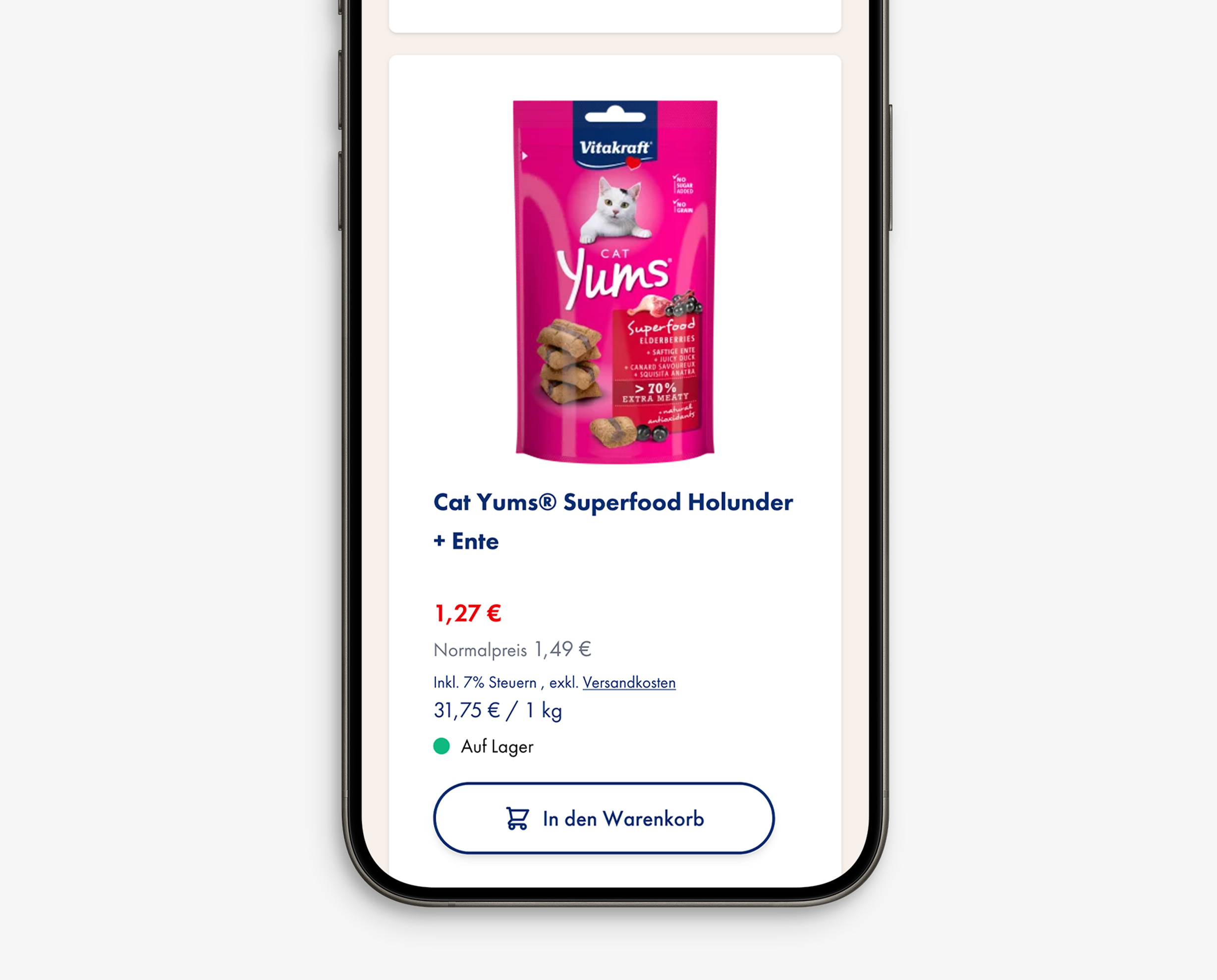Smartphone mit Vitakraft Shop